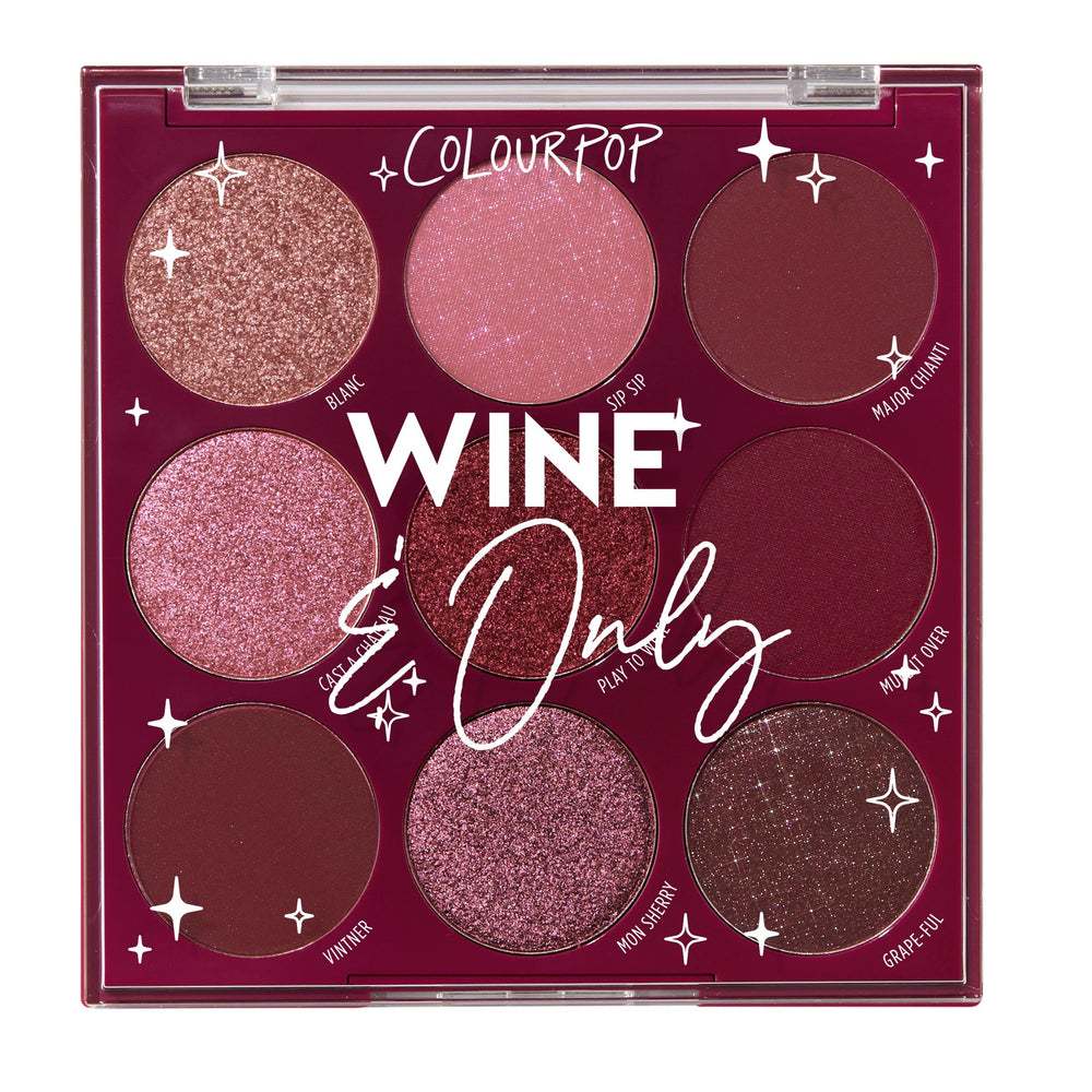 ColourPop Wine & Only palette cover showing rich burgundy tones for bold eye looks.