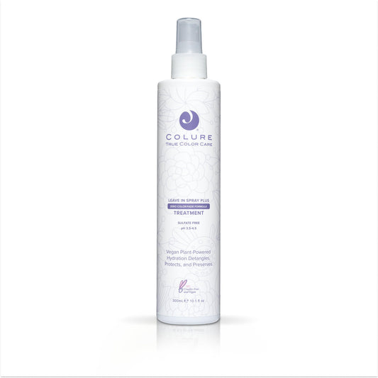 COLURE Leave-In Spray Plus bottle front view showing detangling-ready packaging.