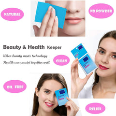 COMFYTOUCH oil blotting sheets compact in hand for on the go touchups.