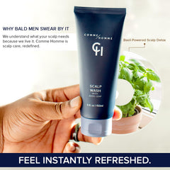 Comme Homme aloe leaf juice shows hydration while cleansing without harshness.
