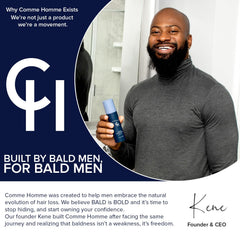 Comme Homme brand-story-design image captures the bold bald-men movement and premium feel.