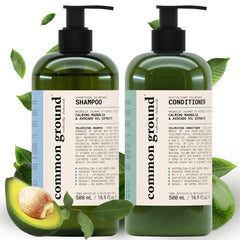 Common Ground volumizing shampoo bottle, plant-based formula for fuller-looking hair