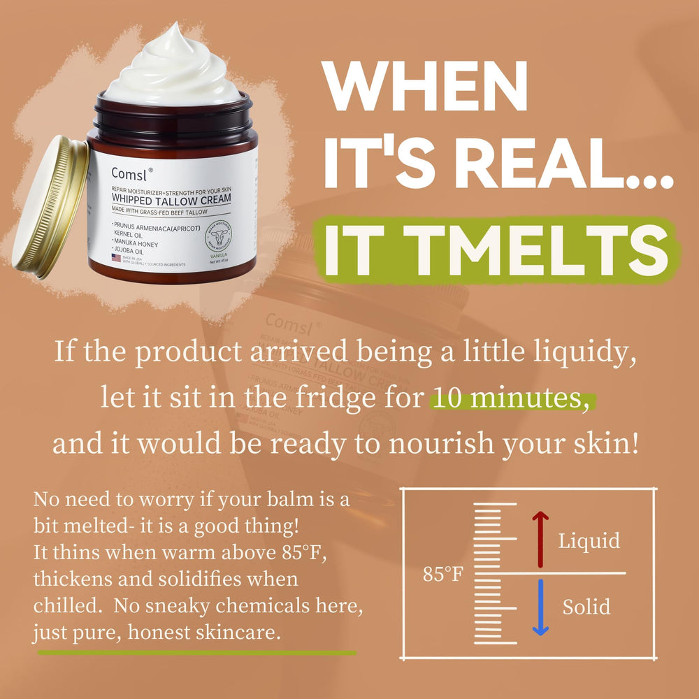 comsl Whipped Tallow Honey Cream body moisturizer visible on skin