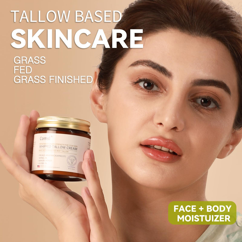 comsl Whipped Tallow Honey Cream texture application on hand for hydration