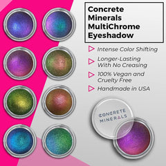 Concrete Minerals MultiChrome Cosmic light play reveals color shifts on skin