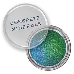 Concrete Minerals MultiChrome Dragonfly pigment closeup shows dramatic blue-teal-green color shift.