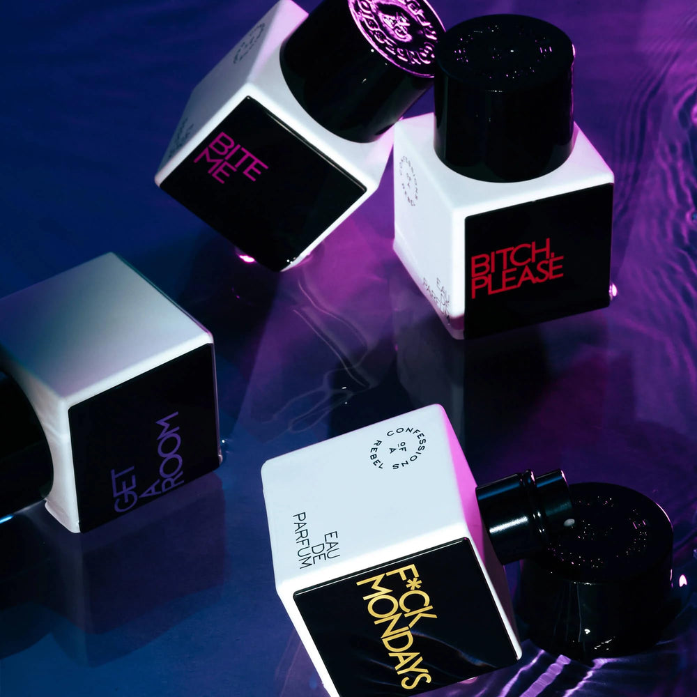 Confessions of a Rebel F*ck Mondays EDP suede and musk provide grounding warmth.