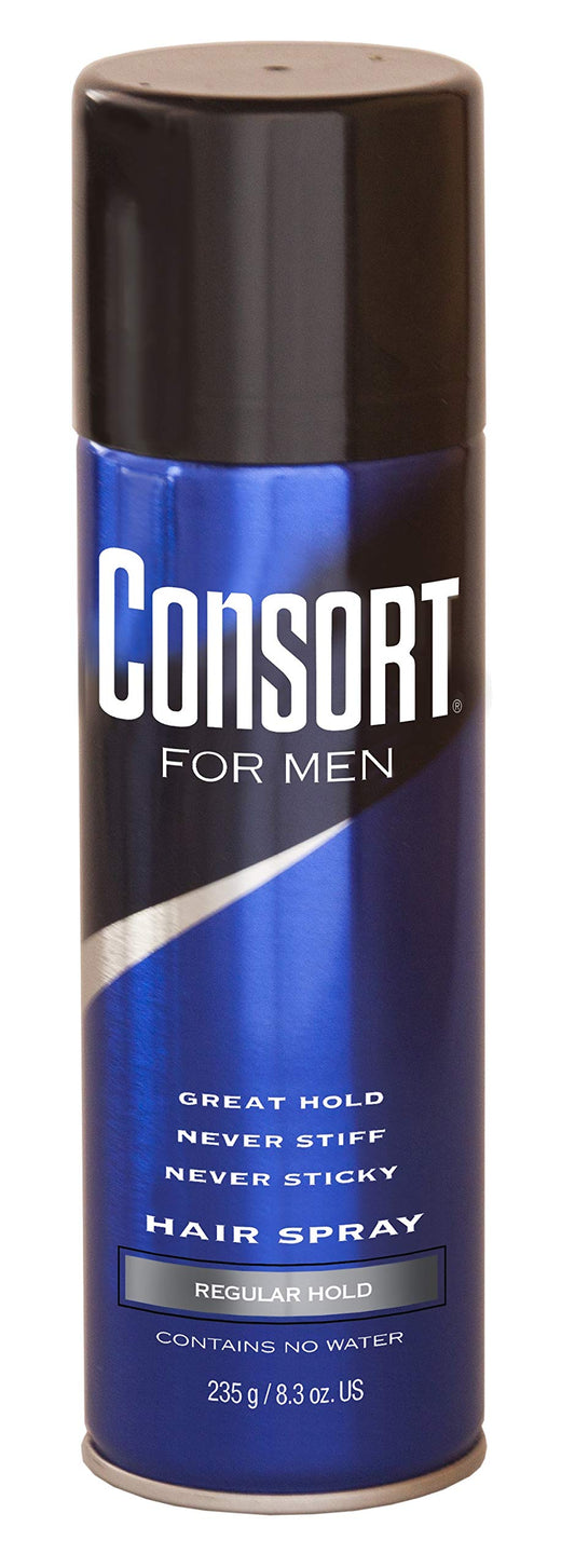 Consort For Men Hair Spray Regular Hold bottle for everyday styling with dependable hold