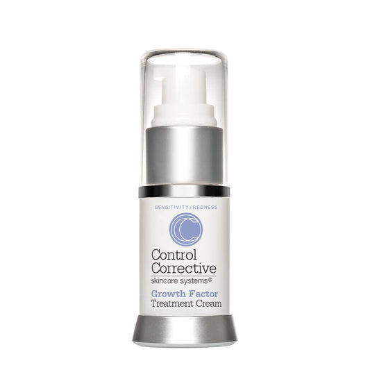 CONTROL CORRECTIVE Growth Factor Treatment Cream jar emphasizing post-peel hydration and soothing texture