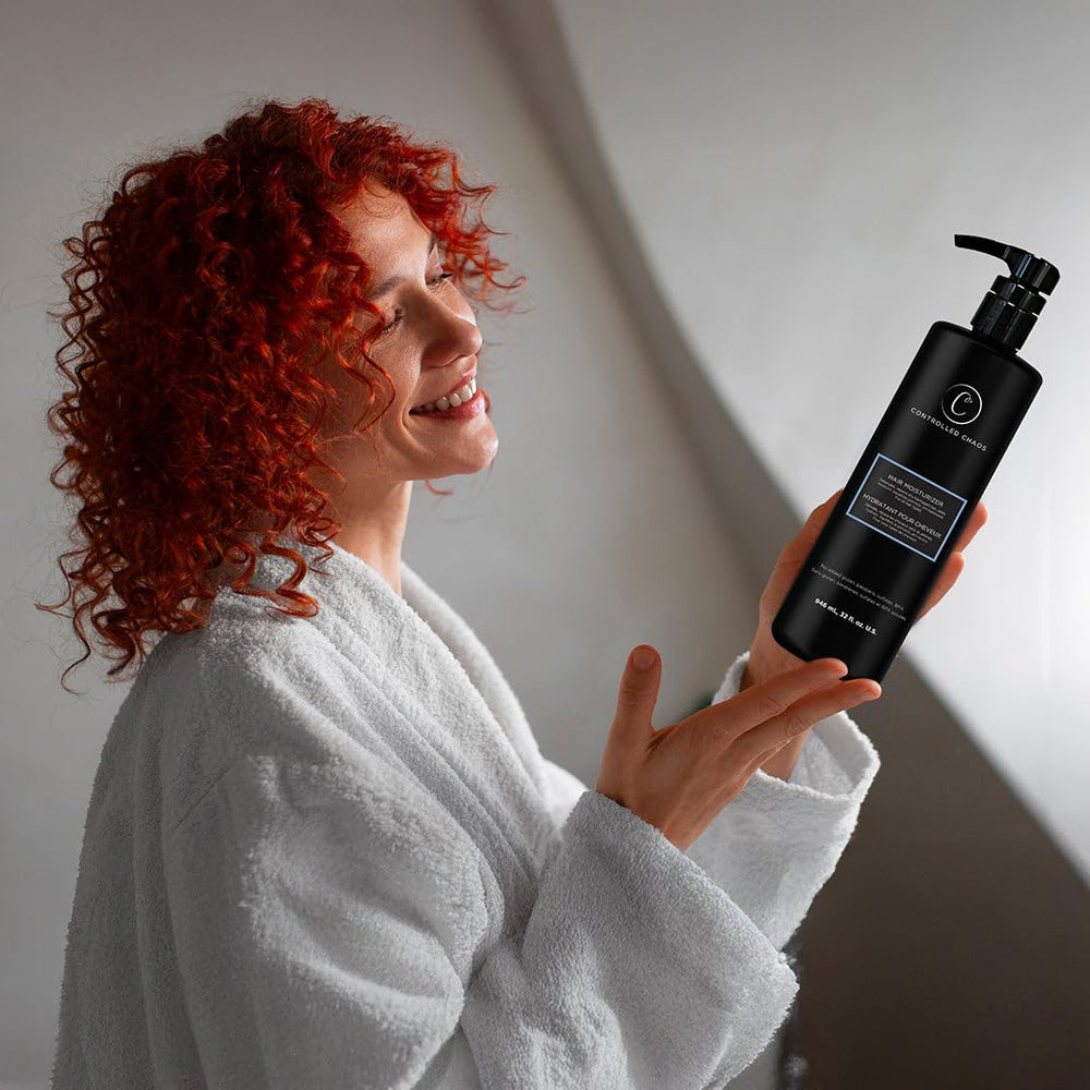 Controlled Chaos conditioner packaging emphasizes paraben- and sulfate-free formula.