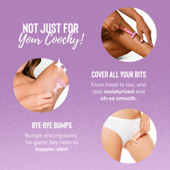 Coochy Floral Haze hands applying cream demonstrating easy, on-the-go use.