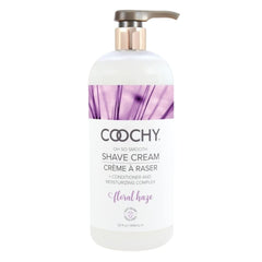 Coochy Floral Haze vanity display promoting smooth, hydrated skin after shaving.