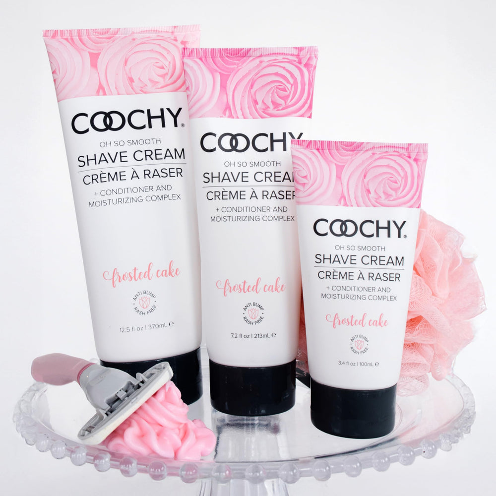 Underarm application of Coochy Shave Cream for gentle, comfortable shaving.