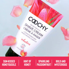 Coochy Shave Cream underarms application for hydrating, irritation-minimizing shaving.