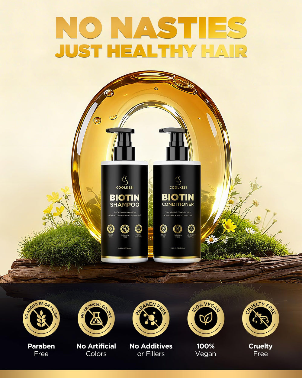 COOLKESI Soft shine ends highlight nourished, conditioned strands.