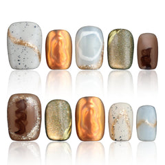 CoolYOUNG cat eye nails in a short square shape for an office-ready look.
