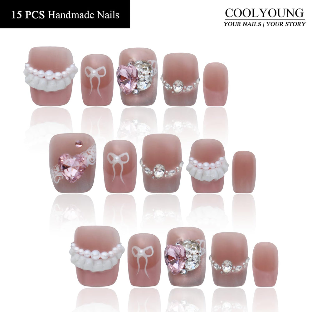 COOLYOUNG Pink short square ballet design pack highlights easy shade matching