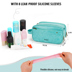 COOSKY Lake Blue bag shows elastic pockets keeping bottles upright during travel