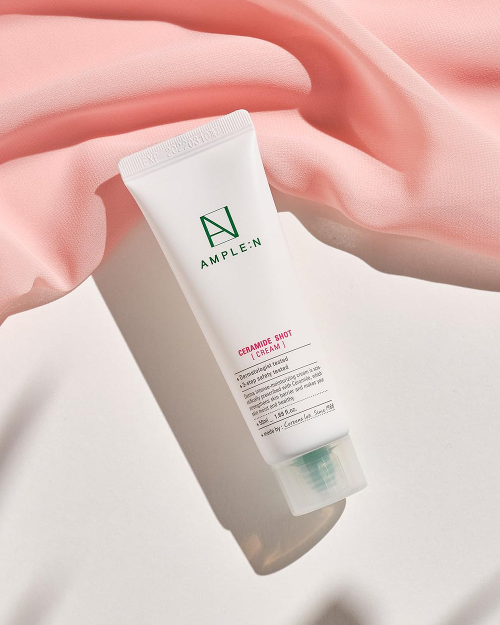 Coreana Ample N Ceramide Shot Cream application shows daily hydration routine.