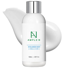 Coreana AMPLE:N Hyaluron Shot Emulsion bottle with rich hydration for daily skin nourishment.