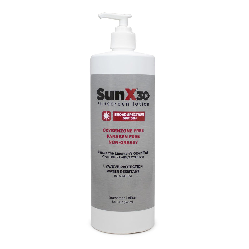 CoreTex Sun X 30 bottle front shows a broad spectrum, oil-free sunscreen for face and body.