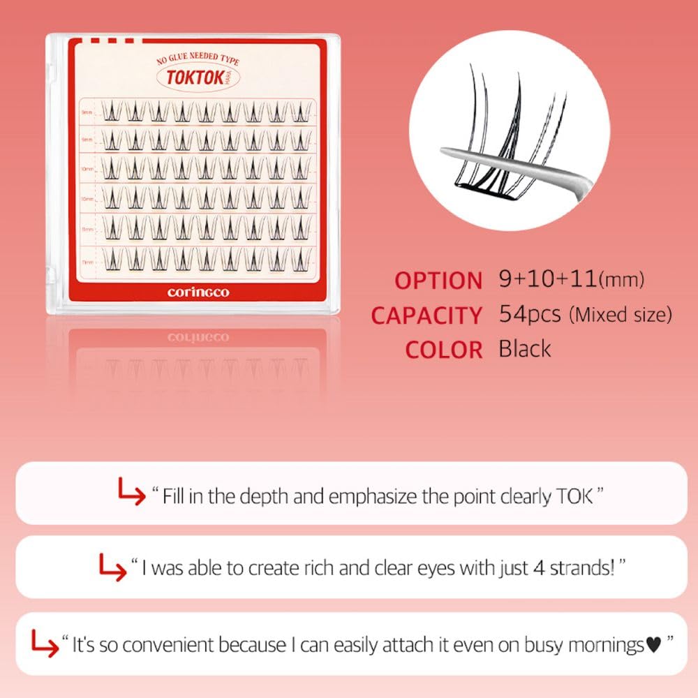 CORINGCO Cherry Coke Light lashes design enhances a natural eye shape.