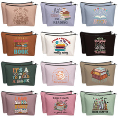 Cosblank book club gift bag featuring literary designs for organized cosmetics.