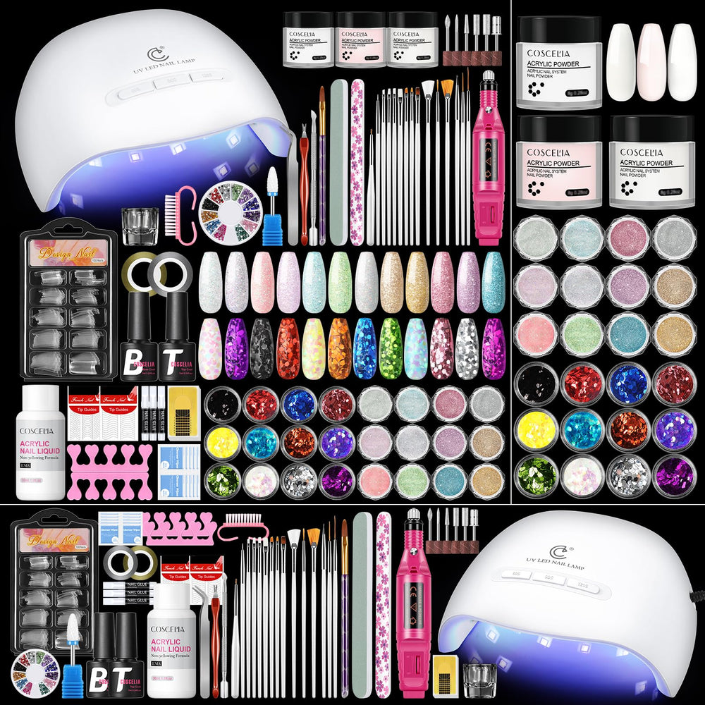 COSCELIA 58 piece beginner nail kit ready for at home use