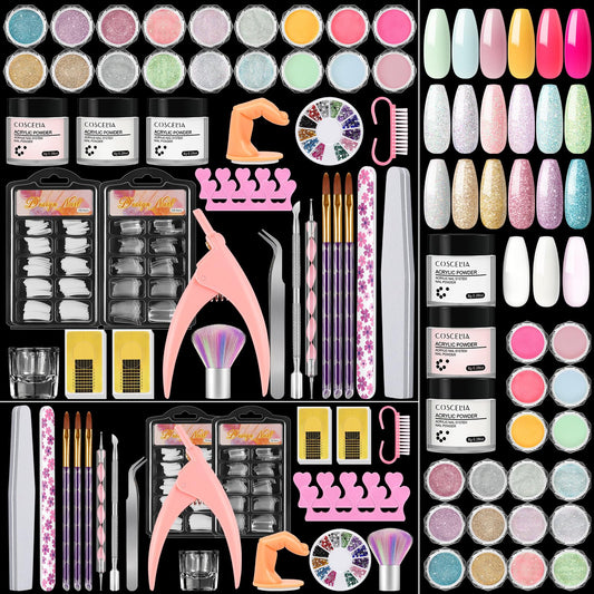 COSCELIA acrylic nail kit for beginners – all-in-one home manicure solution.