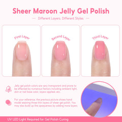 COSCELIA Jelly Gel Polish color swatch 6 supports at-home nail art