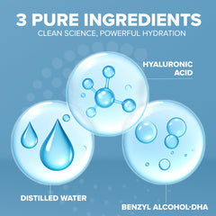 Cosmedica Hyaluronic Serum on cheek demonstrates smooth, hydrated skin texture