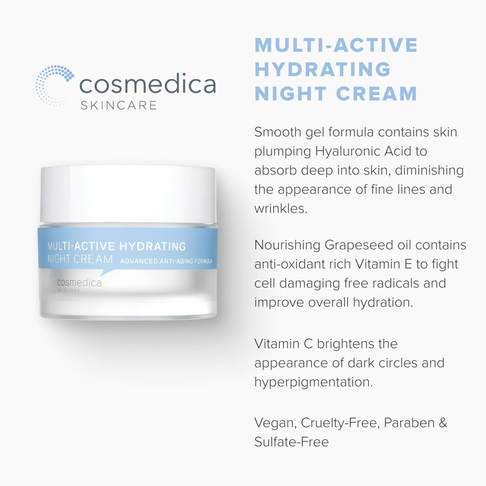 Cosmedica Multi-Active Night Cream pump-dispense for convenient nightly routine