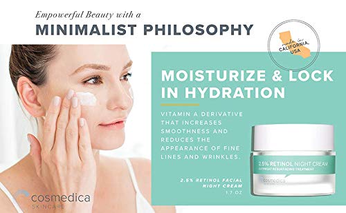 Cosmedica Retinol Night Cream packaging highlights premium formula for daily use.
