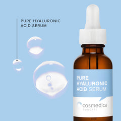 Cosmedica Skincare Pure Hyaluronic Acid Serum bottle for deep hydration.