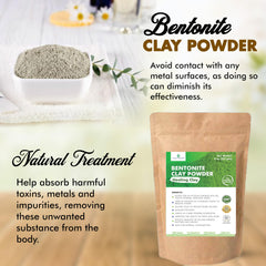 Ingredients label emphasizing natural bentonite composition.