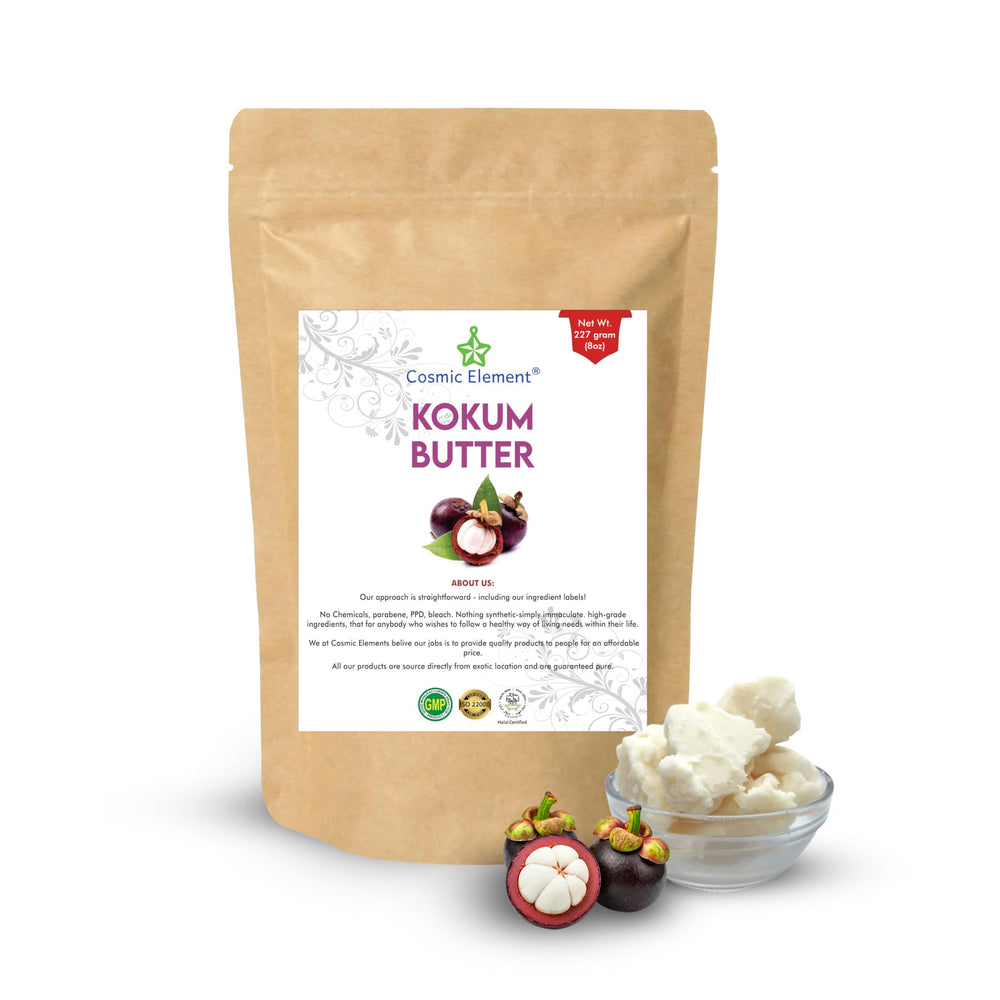Cosmic Element Kokum Butter raw 8oz: smooths skin and DIY project ready.