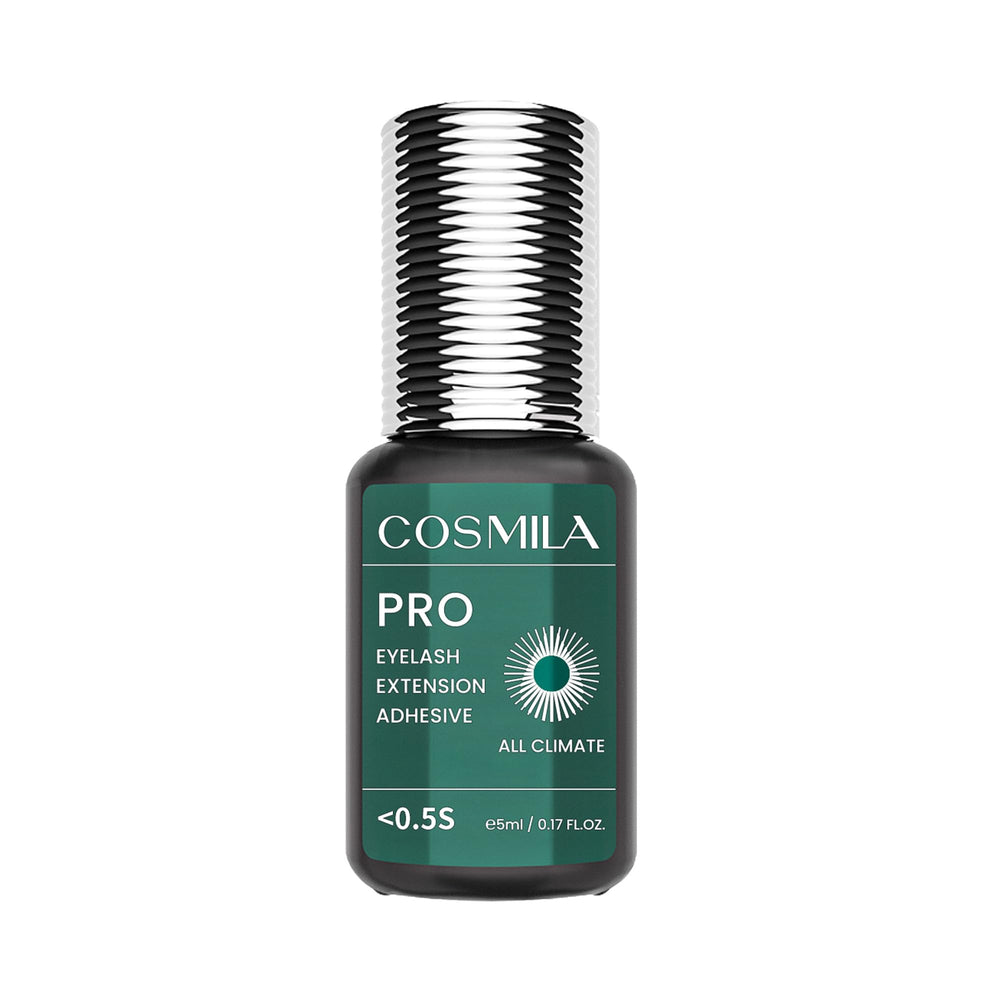 COSMILA Pro Eyelash Glue bottle shown, delivering consistent performance for professional lash artists