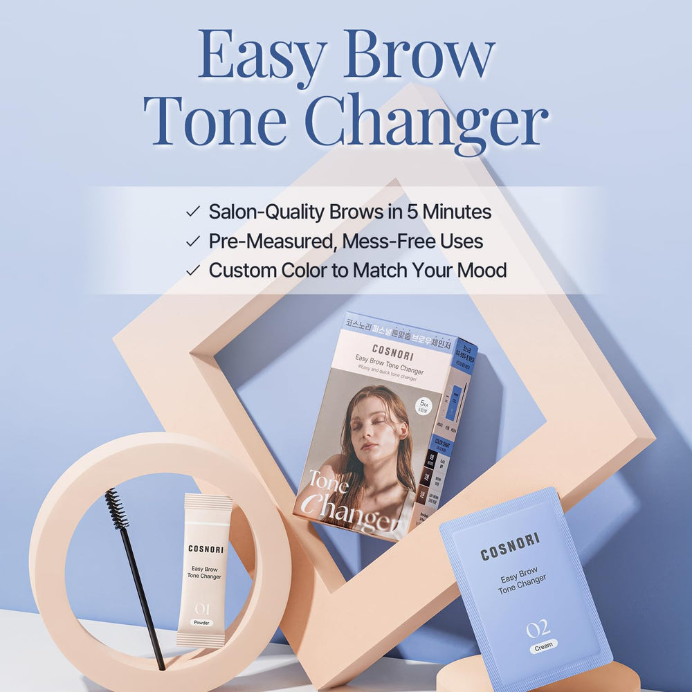 COSNORI Easy Brow Tone Changer powder pouch for mess-free mixing and pre-measured formula