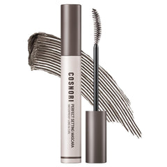 COSNORI Perfect Setting Mascara Long&Curl Deep Ash wand close-up for precise coating.