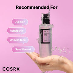 COSRX toner with cotton pad closeup for daily exfoliation use.