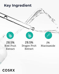Label detail of kiwi and dragon fruit ingredients in COSRX booster serum.