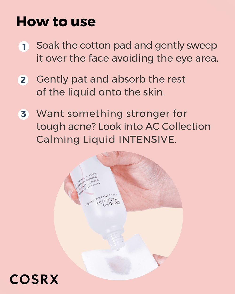 COSRX AC Collection Calm Liquid Mild on shelf, compact skincare display.