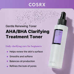 COSRX AHA/BHA Treatment Toner mist for quick refresh and balanced skin.