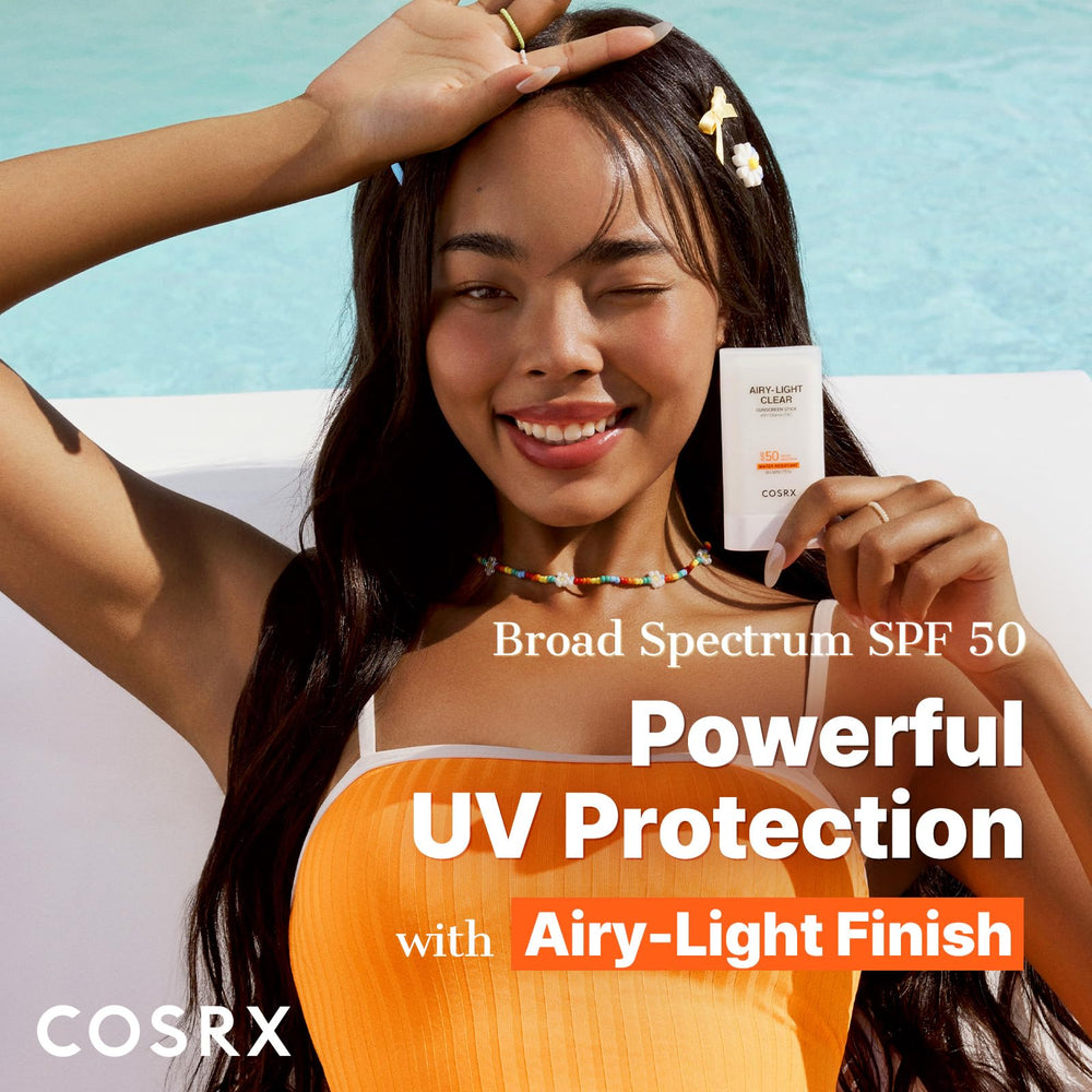 Close-up of COSRX Airy-Light Clear Sunscreen Stick applying on skin