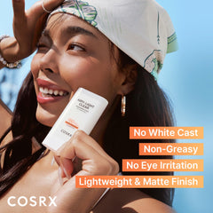 Travel-friendly COSRX Airy-Light Clear Sunscreen Stick packaging for on-the-go