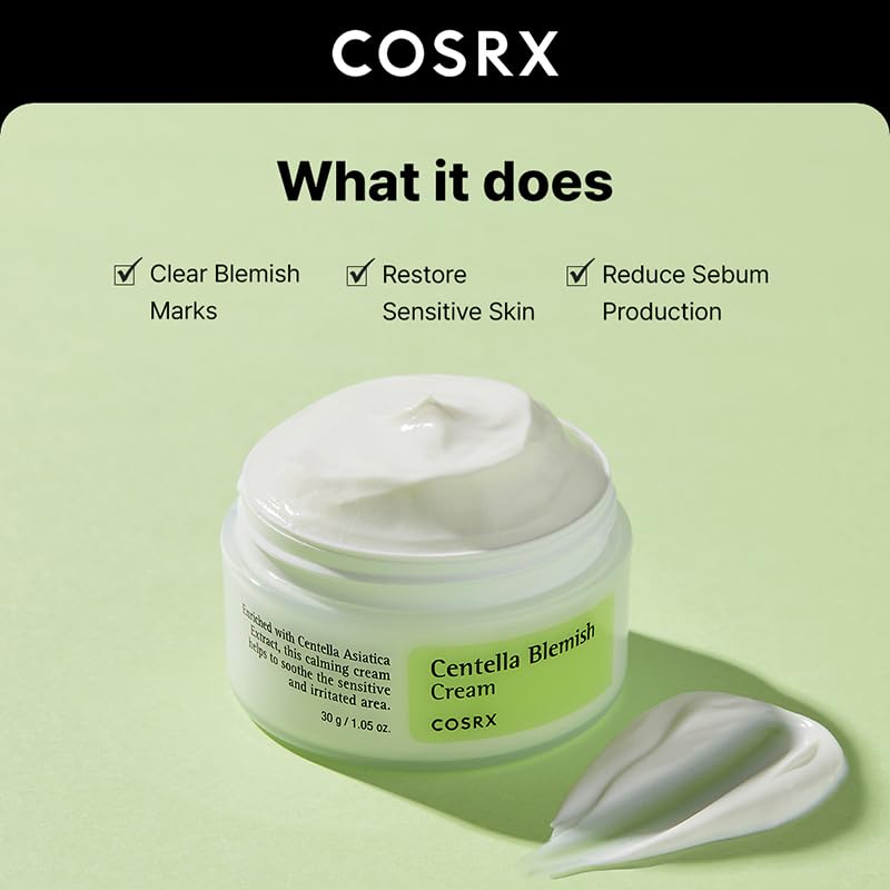 COSRX Centella Blemish Cream packaging box highlighting vegan and cruelty-free branding