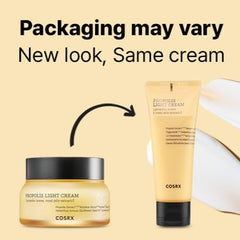 COSRX Full Fit Propolis Light Cream jar close-up shows nourishing texture