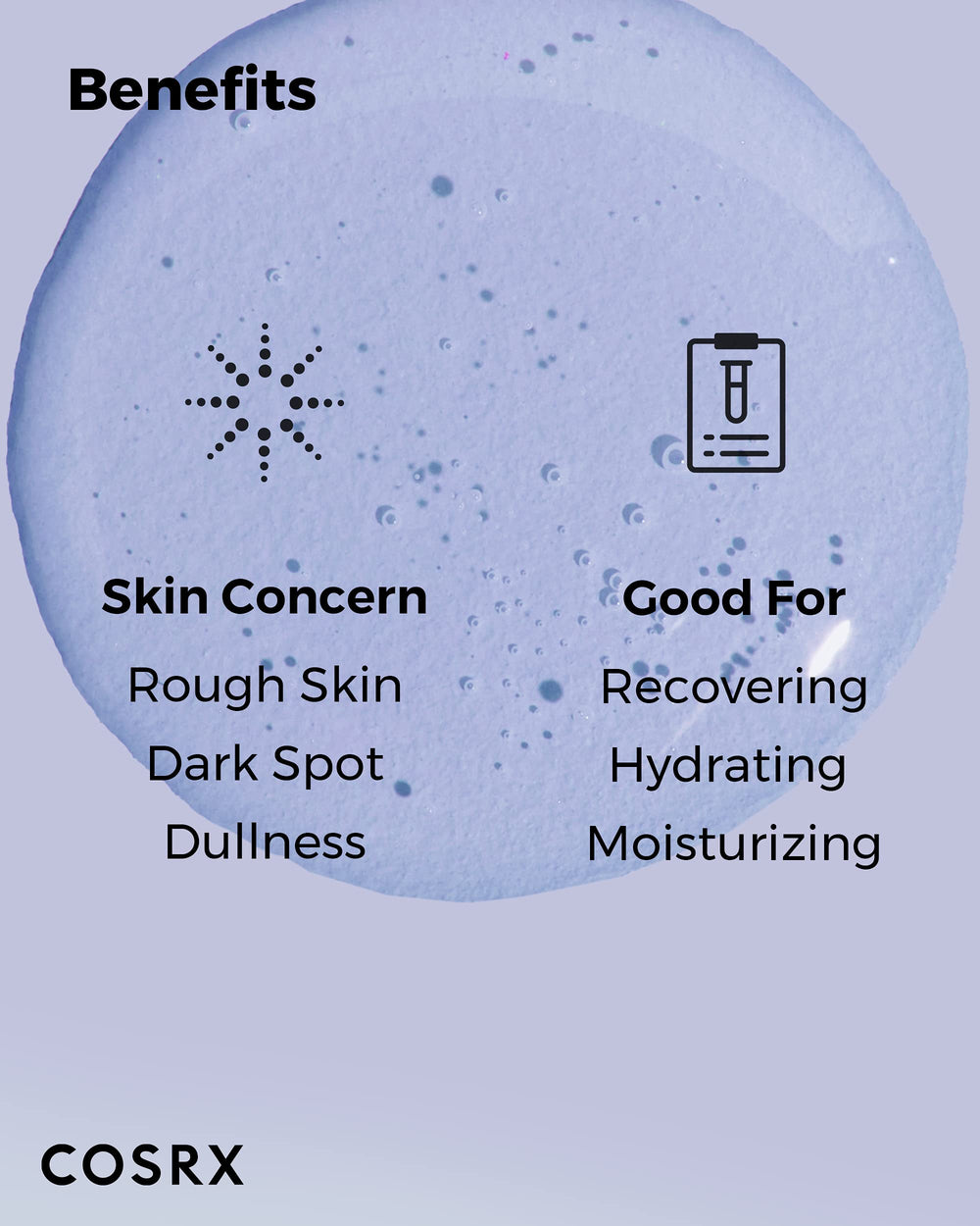 Cosrx Galactomyces label highlights 95.4% filtrate for antioxidant-like benefits.
