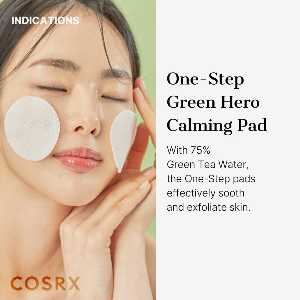 COSRX Green Calming Pads sheet pack 70 sheets for daily gentle exfoliation and refresh.