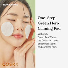 COSRX Green Calming Pads sheet pack 70 sheets for daily gentle exfoliation and refresh.